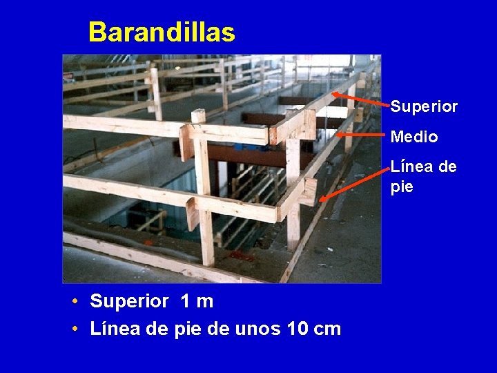 Barandillas Superior Medio Línea de pie • Superior 1 m • Línea de pie