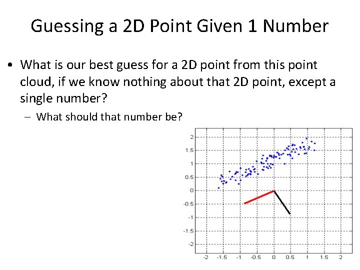 Guessing a 2 D Point Given 1 Number • What is our best guess