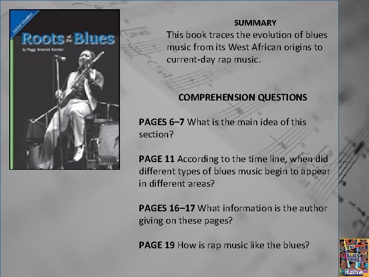 SUMMARY This book traces the evolution of blues music from its West African origins
