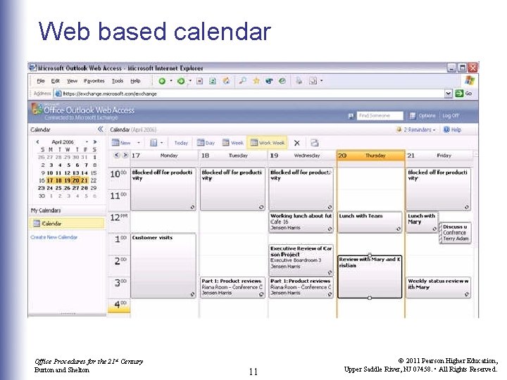 Web based calendar Office Procedures for the 21 st Century Burton and Shelton 11