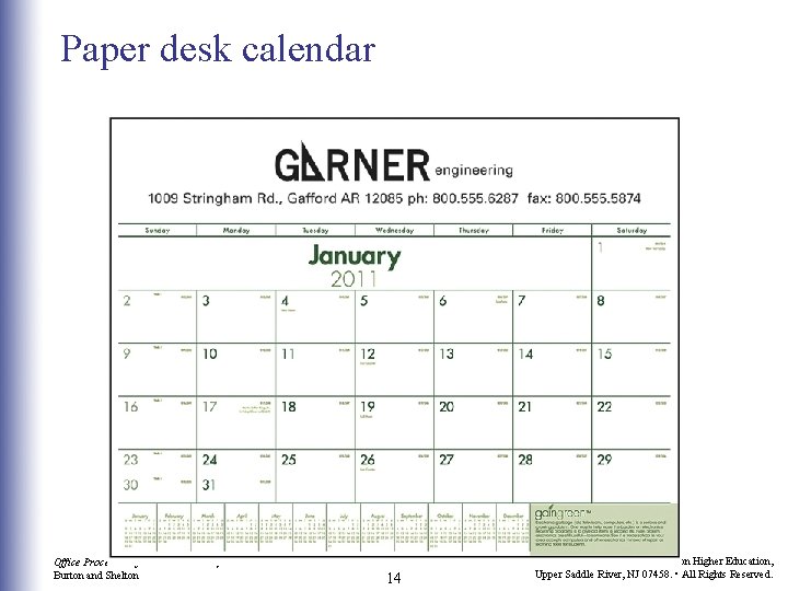 Paper desk calendar Office Procedures for the 21 st Century Burton and Shelton 14