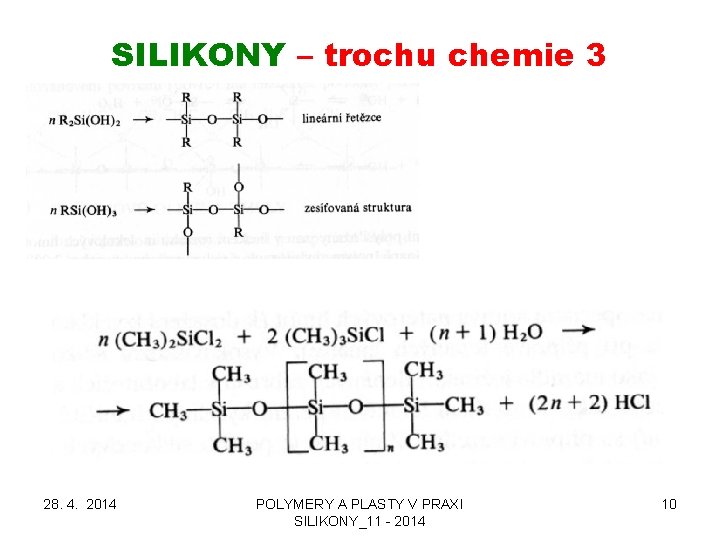 SILIKONY – trochu chemie 3 28. 4. 2014 POLYMERY A PLASTY V PRAXI SILIKONY_11