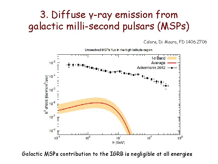 3. Diffuse γ-ray emission from galactic milli-second pulsars (MSPs) Calore, Di Mauro, FD 1406.