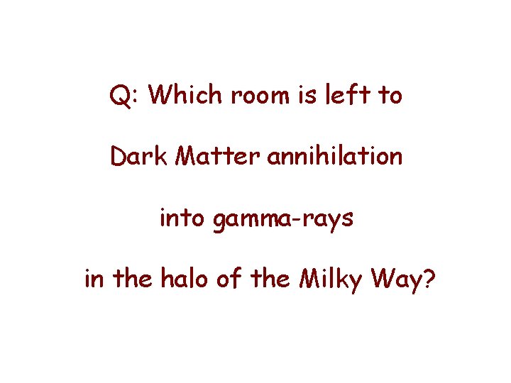 Q: Which room is left to Dark Matter annihilation into gamma-rays in the halo