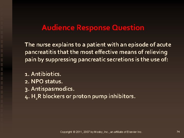 Audience Response Question The nurse explains to a patient with an episode of acute