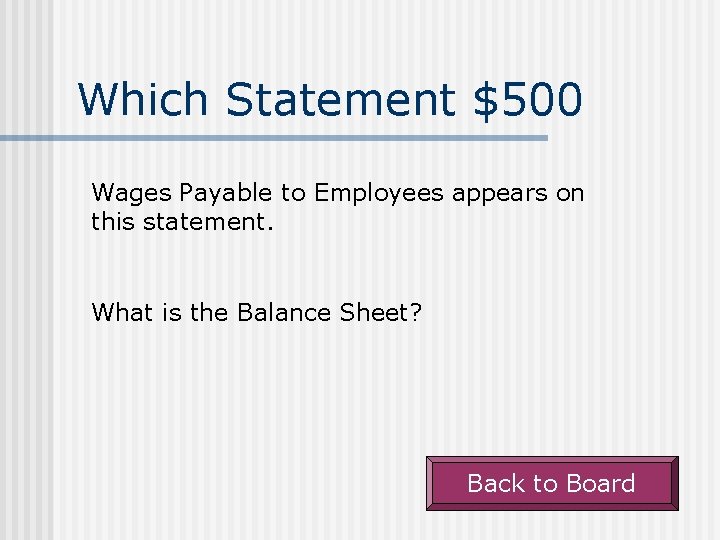 Which Statement $500 Wages Payable to Employees appears on this statement. What is the