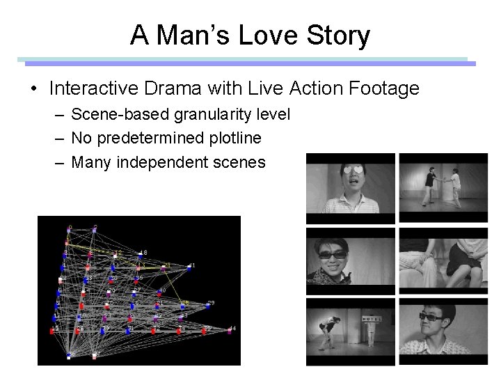 A Man’s Love Story • Interactive Drama with Live Action Footage – Scene-based granularity