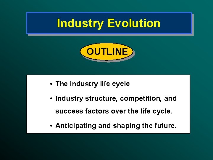 Industry Evolution OUTLINE • The industry life cycle • Industry structure, competition, and success