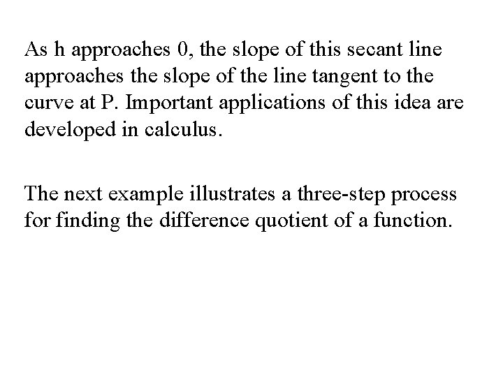 As h approaches 0, the slope of this secant line approaches the slope of