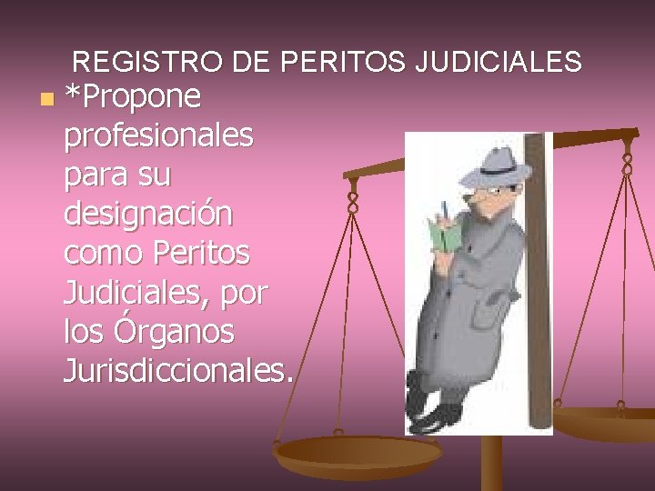 REGISTRO DE PERITOS JUDICIALES n *Propone profesionales para su designación como Peritos Judiciales, por