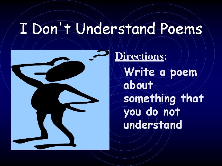 I Don't Understand Poems Directions: Write a poem about something that you do not
