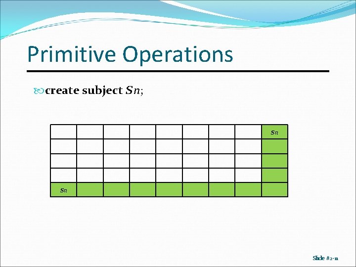 Primitive Operations create subject sn; sn sn Slide #2 -11 