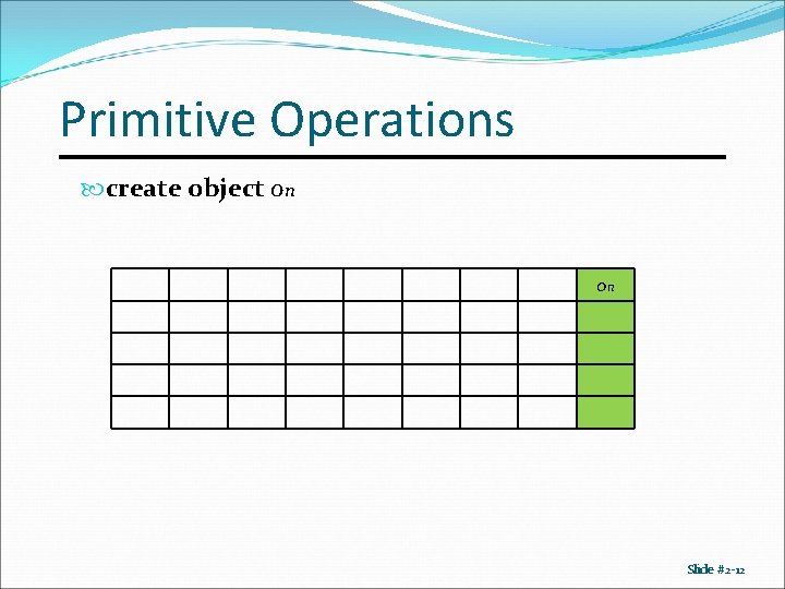 Primitive Operations create object on on Slide #2 -12 