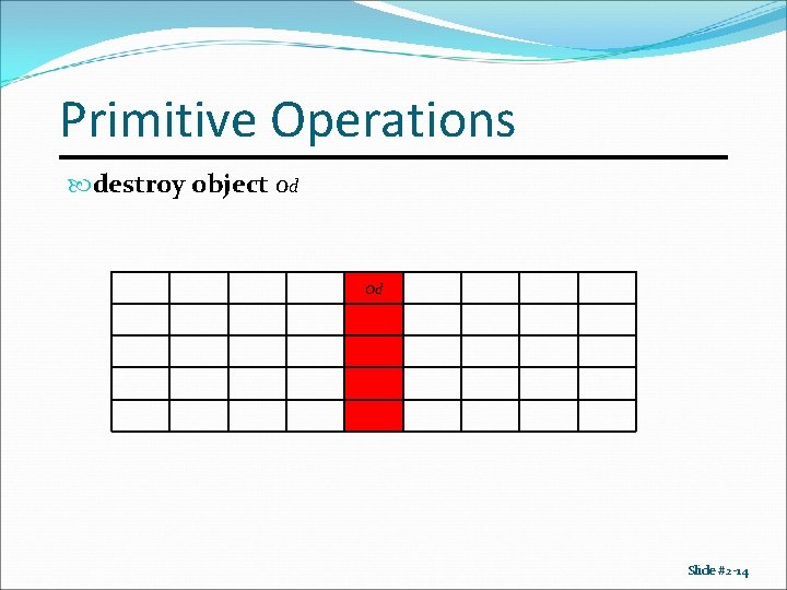 Primitive Operations destroy object od od Slide #2 -14 