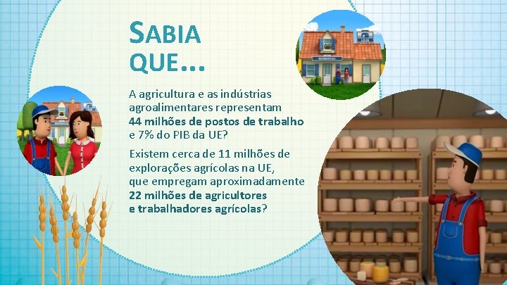 SABIA QUE. . . A agricultura e as indústrias agroalimentares representam 44 milhões de