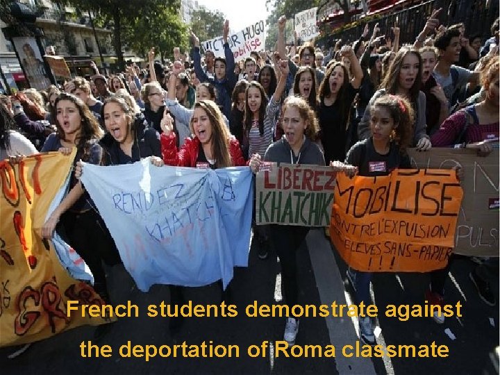 French students demonstrate against the deportation of Roma classmate 