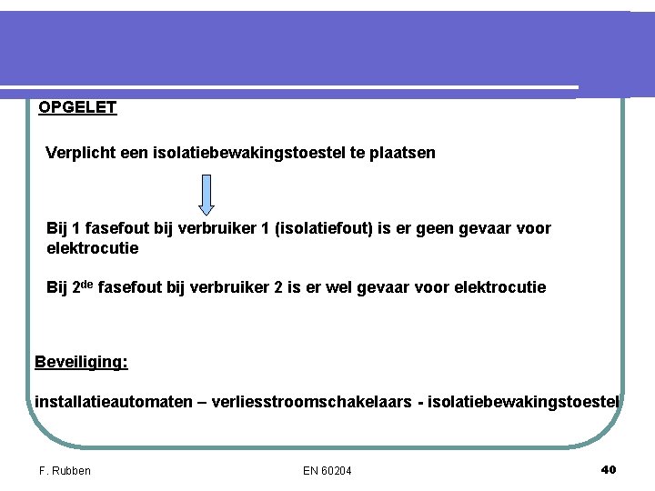 OPGELET Verplicht een isolatiebewakingstoestel te plaatsen Bij 1 fasefout bij verbruiker 1 (isolatiefout) is OPGELET Verplicht een isolatiebewakingstoestel te plaatsen Bij 1 fasefout bij verbruiker 1 (isolatiefout) is