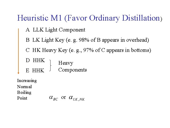 Heuristic M 1 (Favor Ordinary Distillation) A LLK Light Component B LK Light Key