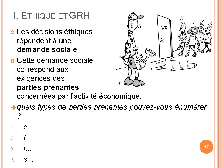 I. ETHIQUE ET GRH Les décisions éthiques répondent à une demande sociale. Cette demande