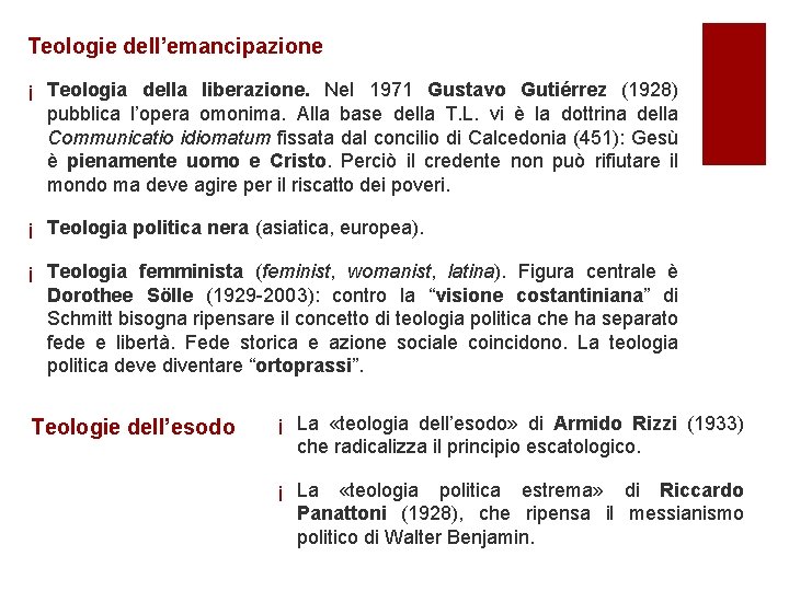 Teologie dell’emancipazione ¡ Teologia della liberazione. Nel 1971 Gustavo Gutiérrez (1928) pubblica l’opera omonima.