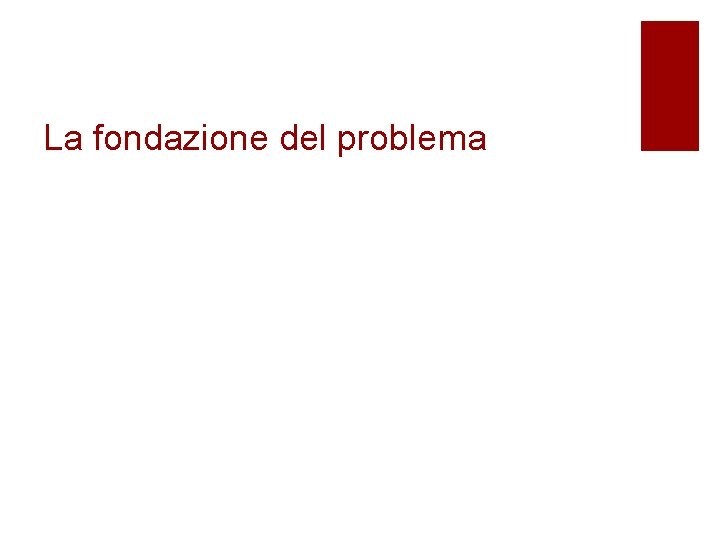 La fondazione del problema 