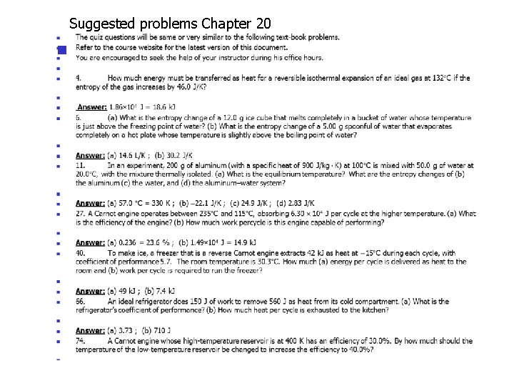 Suggested problems Chapter 20 n 