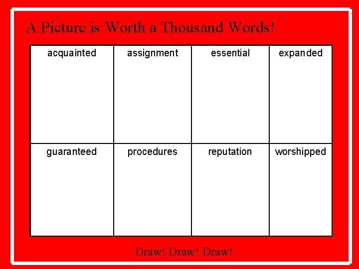 A Picture is Worth a Thousand Words! acquainted assignment essential expanded guaranteed procedures reputation