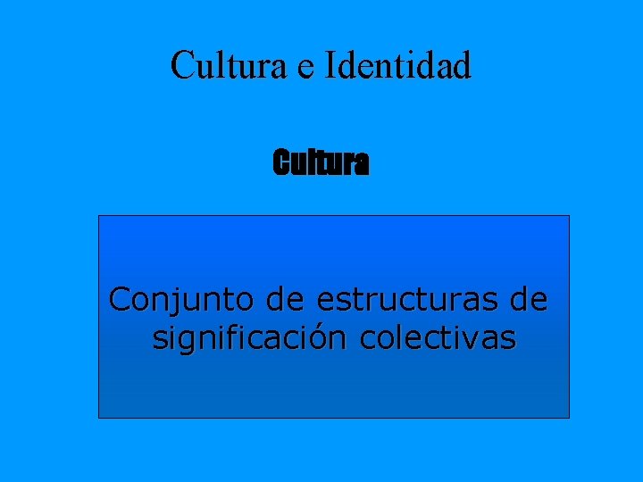 Cultura e Identidad Cultura Conjunto de estructuras de significación colectivas 