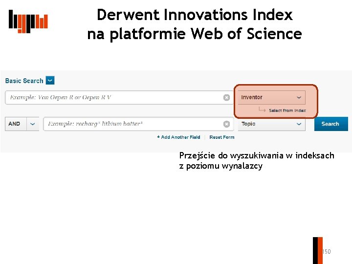 Derwent Innovations Index na platformie Web of Science Przejście do wyszukiwania w indeksach z