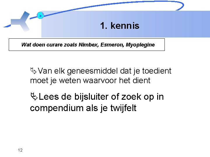 1. kennis Wat doen curare zoals Nimbex, Esmeron, Myoplegine Van elk geneesmiddel dat je