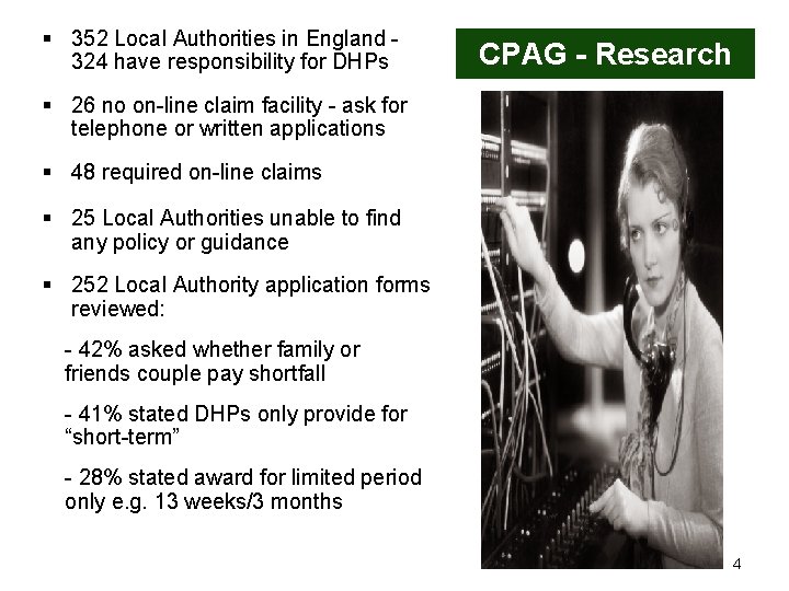 § 352 Local Authorities in England 324 have responsibility for DHPs CPAG - Research