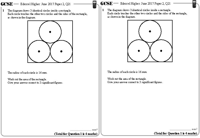 GCSE 1 GCSE Edexcel Higher: June 2017 Paper 2, Q 21 1 The diagram