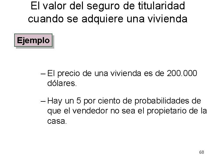 El valor del seguro de titularidad cuando se adquiere una vivienda Ejemplo – El