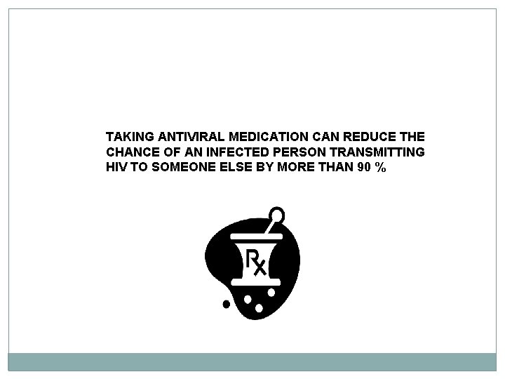 TAKING ANTIVIRAL MEDICATION CAN REDUCE THE CHANCE OF AN INFECTED PERSON TRANSMITTING HIV TO