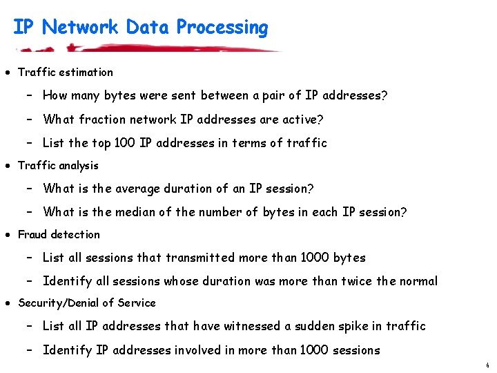 IP Network Data Processing · Traffic estimation – How many bytes were sent between IP Network Data Processing · Traffic estimation – How many bytes were sent between