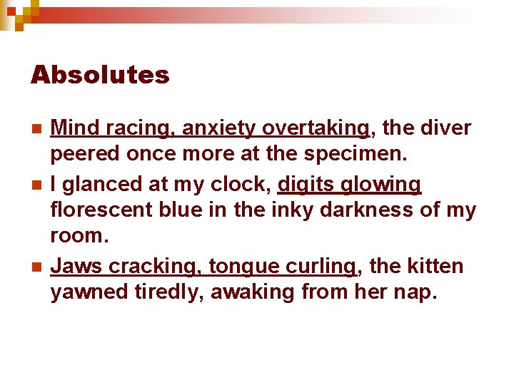Absolutes n n n Mind racing, anxiety overtaking, the diver peered once more at