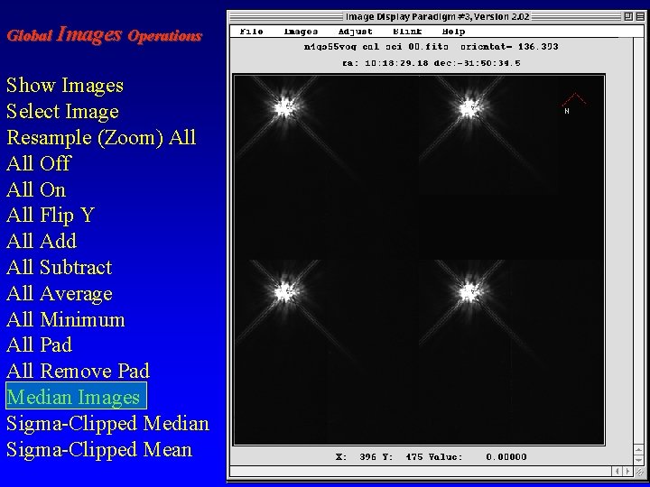 Global Images Operations Show Images Select Image Resample (Zoom) All Off All On All