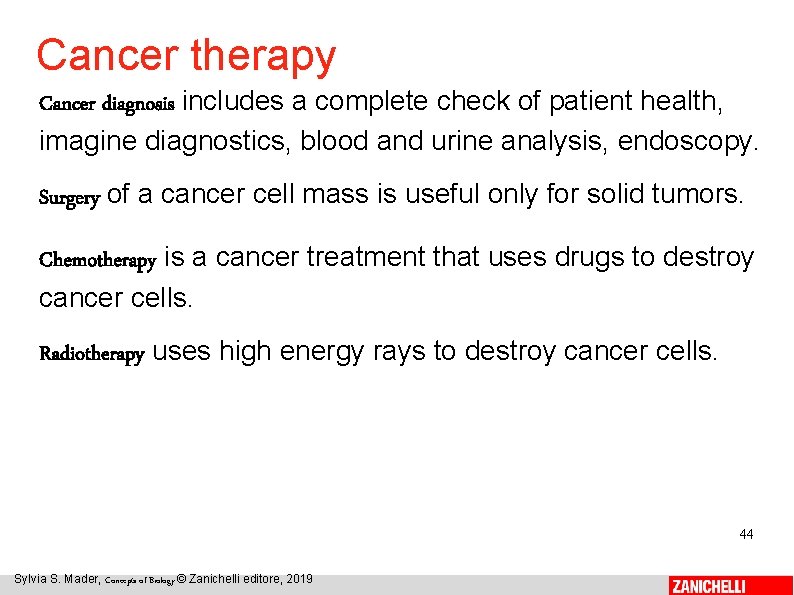 Cancer therapy Cancer diagnosis includes a complete check of patient health, imagine diagnostics, blood