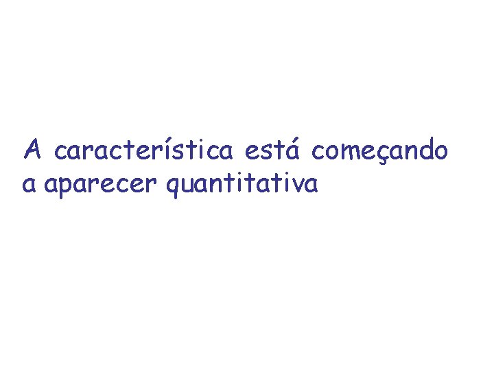 A característica está começando a aparecer quantitativa 