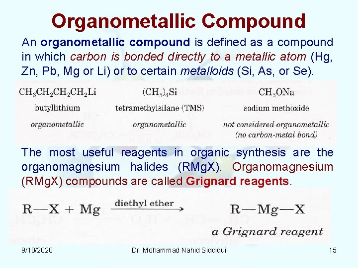 Organometallic Compound An organometallic compound is defined as a compound in which carbon is Organometallic Compound An organometallic compound is defined as a compound in which carbon is
