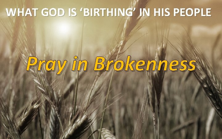 WHAT GOD IS ‘BIRTHING’ IN HIS PEOPLE Pray in Brokenness 