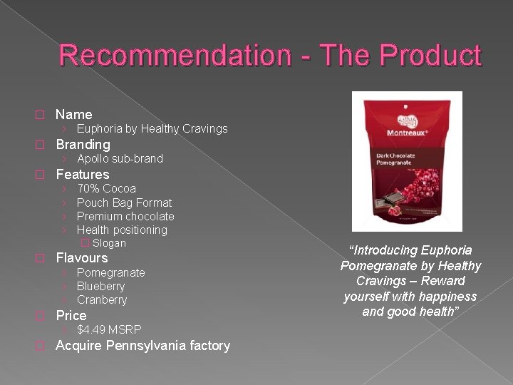 Recommendation - The Product � Name › Euphoria by Healthy Cravings � Branding ›