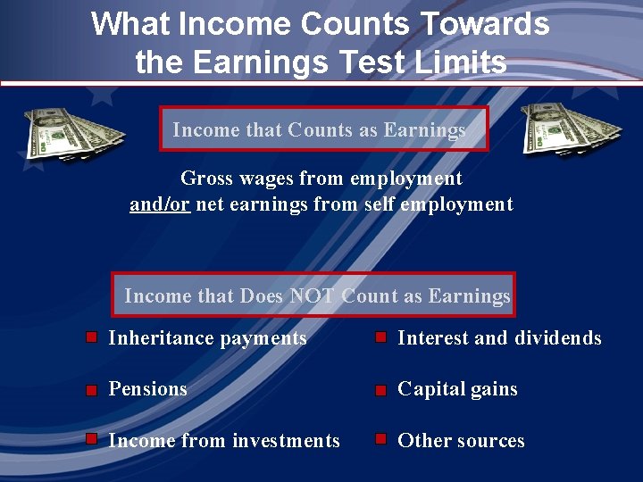 What Income Counts Towards the Earnings Test Limits Income that Counts as Earnings Gross