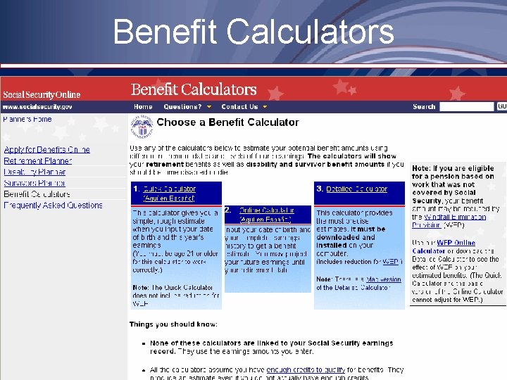 Benefit Calculators 