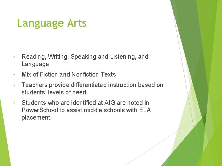 Language Arts • Reading, Writing, Speaking and Listening, and Language • Mix of Fiction