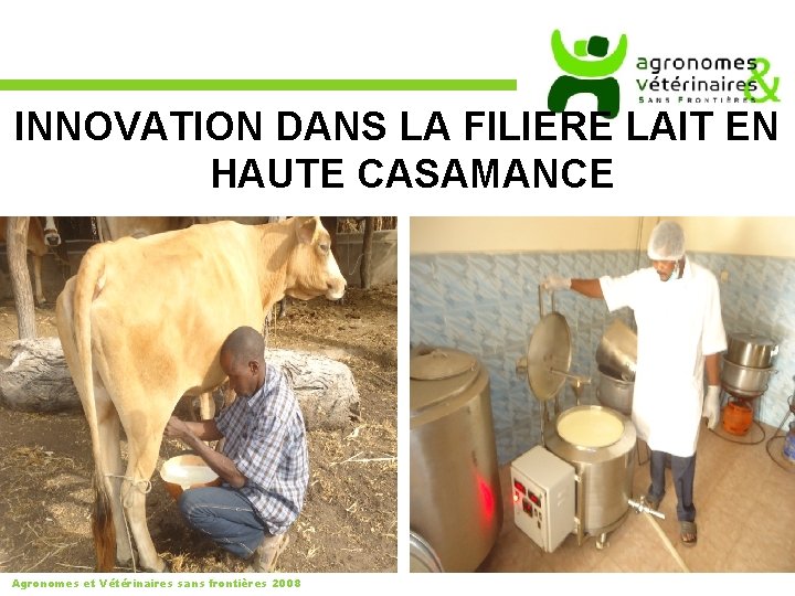 INNOVATION DANS LA FILIERE LAIT EN HAUTE CASAMANCE Agronomes et Vétérinaires sans frontières 2008