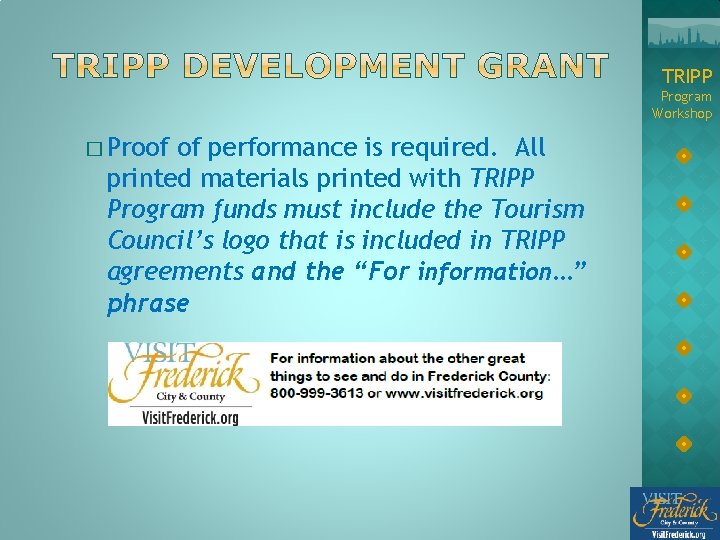 TRIPP Program Workshop � Proof of performance is required. All printed materials printed with