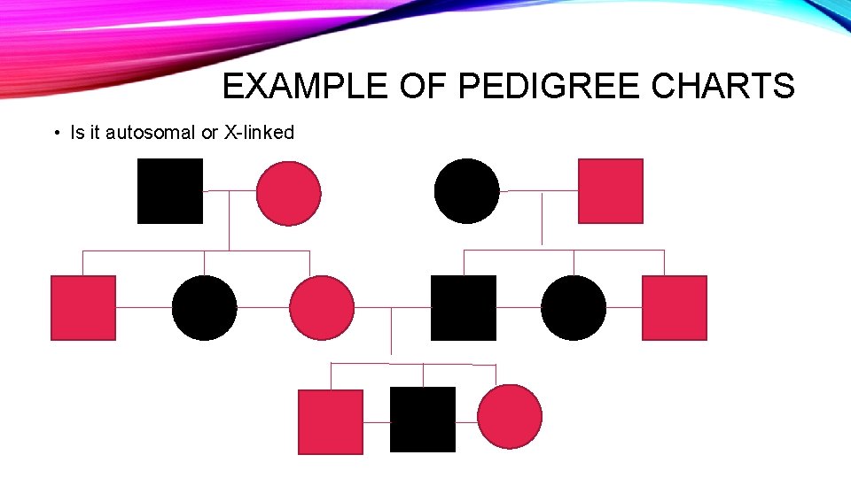 EXAMPLE OF PEDIGREE CHARTS • Is it autosomal or X-linked 