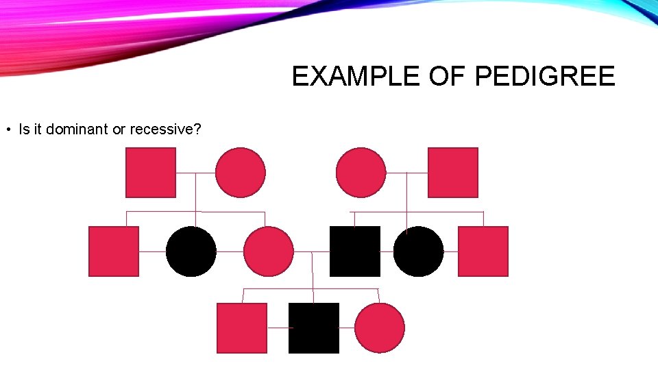 EXAMPLE OF PEDIGREE • Is it dominant or recessive? 