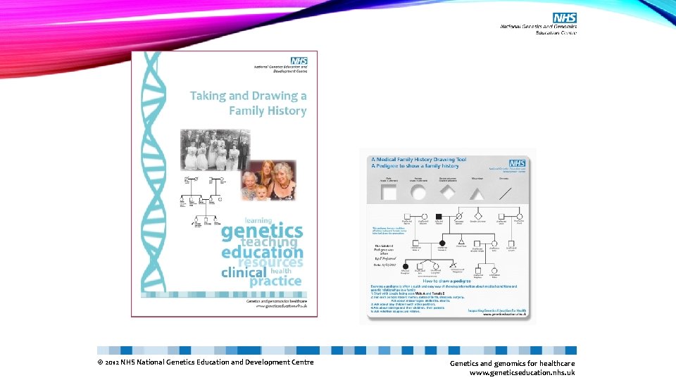 © 2012 NHS National Genetics Education and Development Centre Genetics and genomics for healthcare